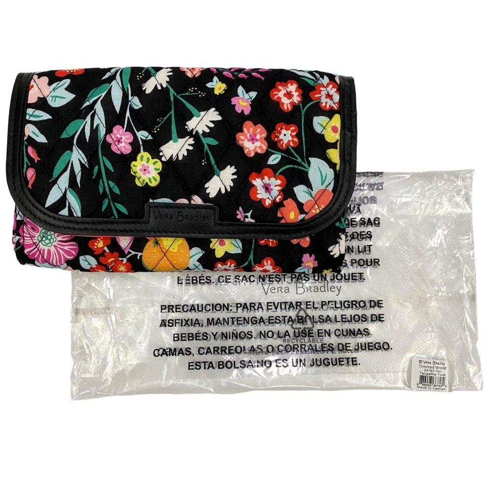 Vera Bradley Trimmed Wristlet Wallet Tangerine Twist Quilted Floral 24780-R45